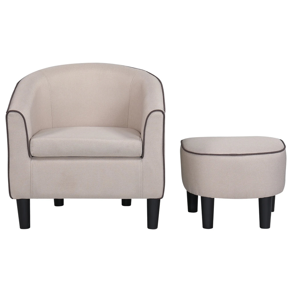 Beige Accent Chair with Ottoman L482949