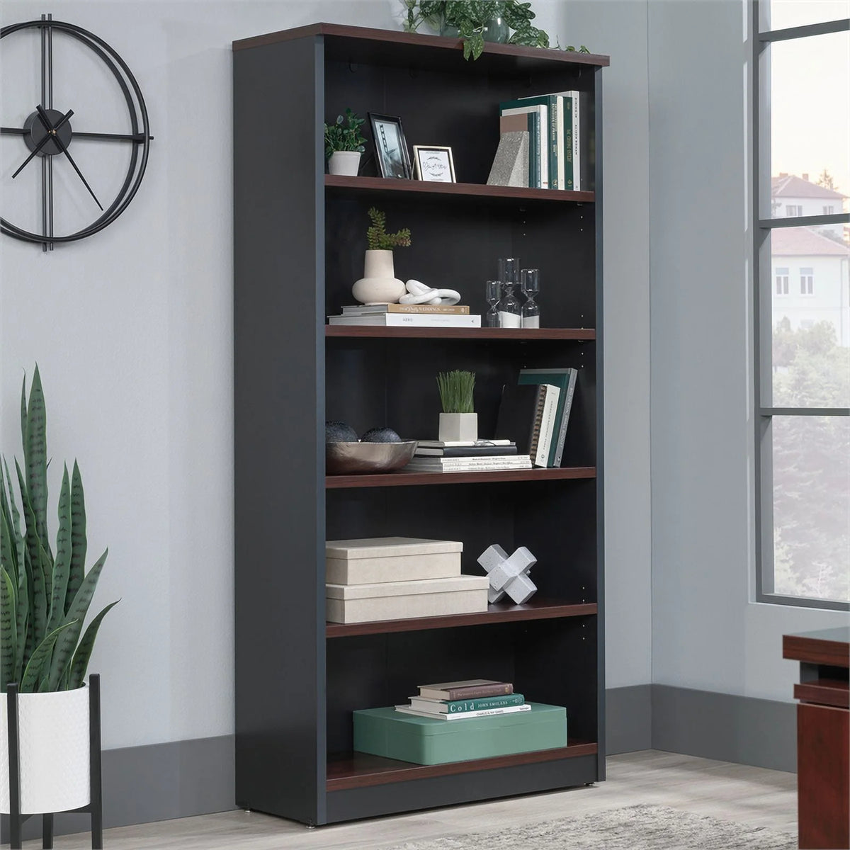 Classic Cherry 5-Shelf Engineered Wood Bookcase T60547