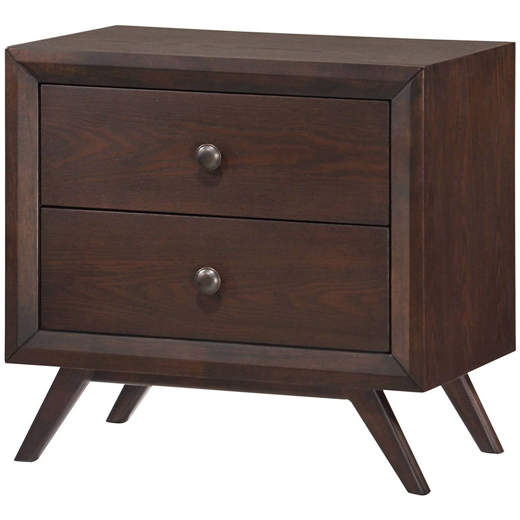 Mid-Century Modern End Table Nightstand Cappuccino Wood Y702209