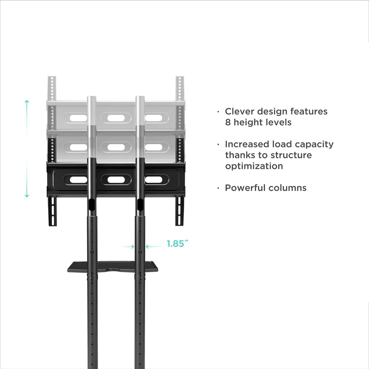 Mobile TV Stand for 40 to 65 Inch TV with Wheels Shelves V846952