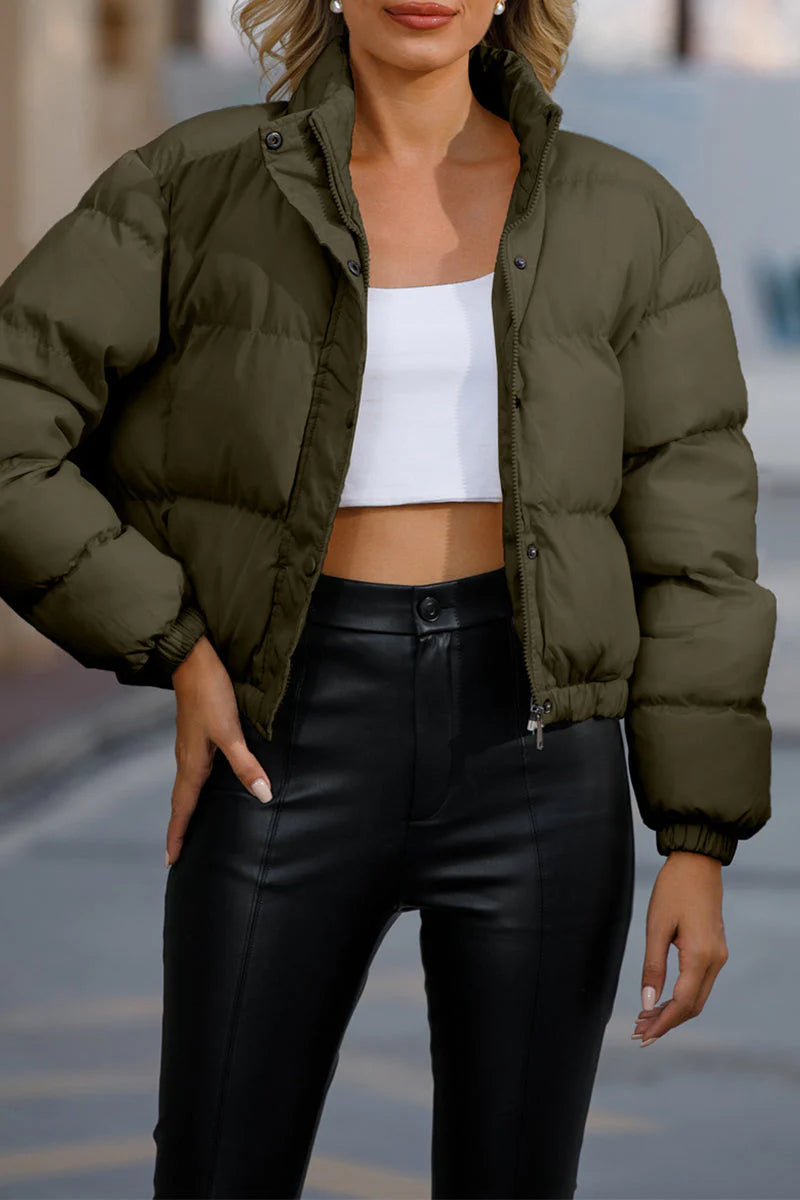 Solid Pocket Turtleneck Outerwear J73143