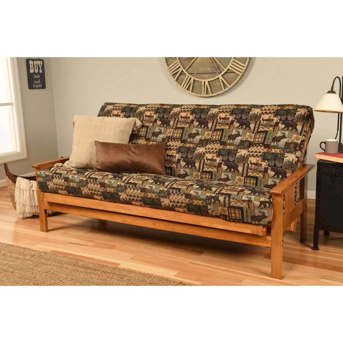 Butternut Futon with Multi-Color Fabric Mattress M478004
