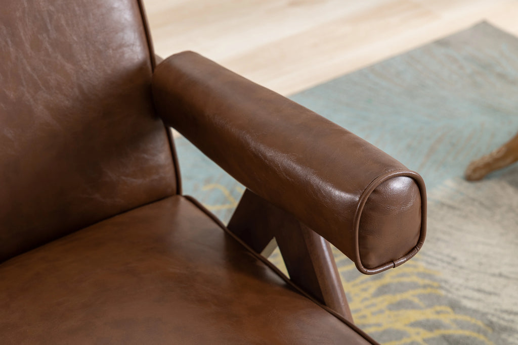 Leisure Chair with Solid Wood Armrest and Feet W69899