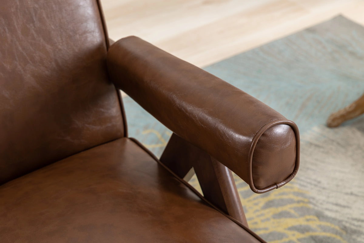 Leisure Chair with Solid Wood Armrest and Feet W69899