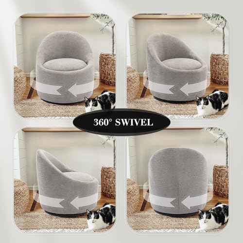 Beige Swivel Accent Chair with Hidden Storage S762