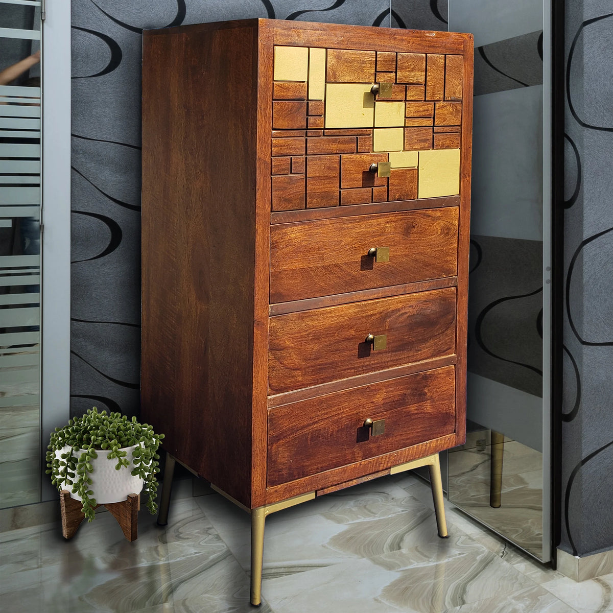 Recycled Mango Wood 5 Drawer Chest G4454