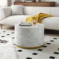 23.6 Inch Marble Pattern Cocktail Table with Gold Metal Base D406003
