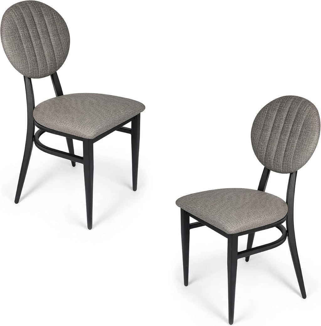 Set of 2 Metal Stackable Dining Chairs with Wood Seat N182
