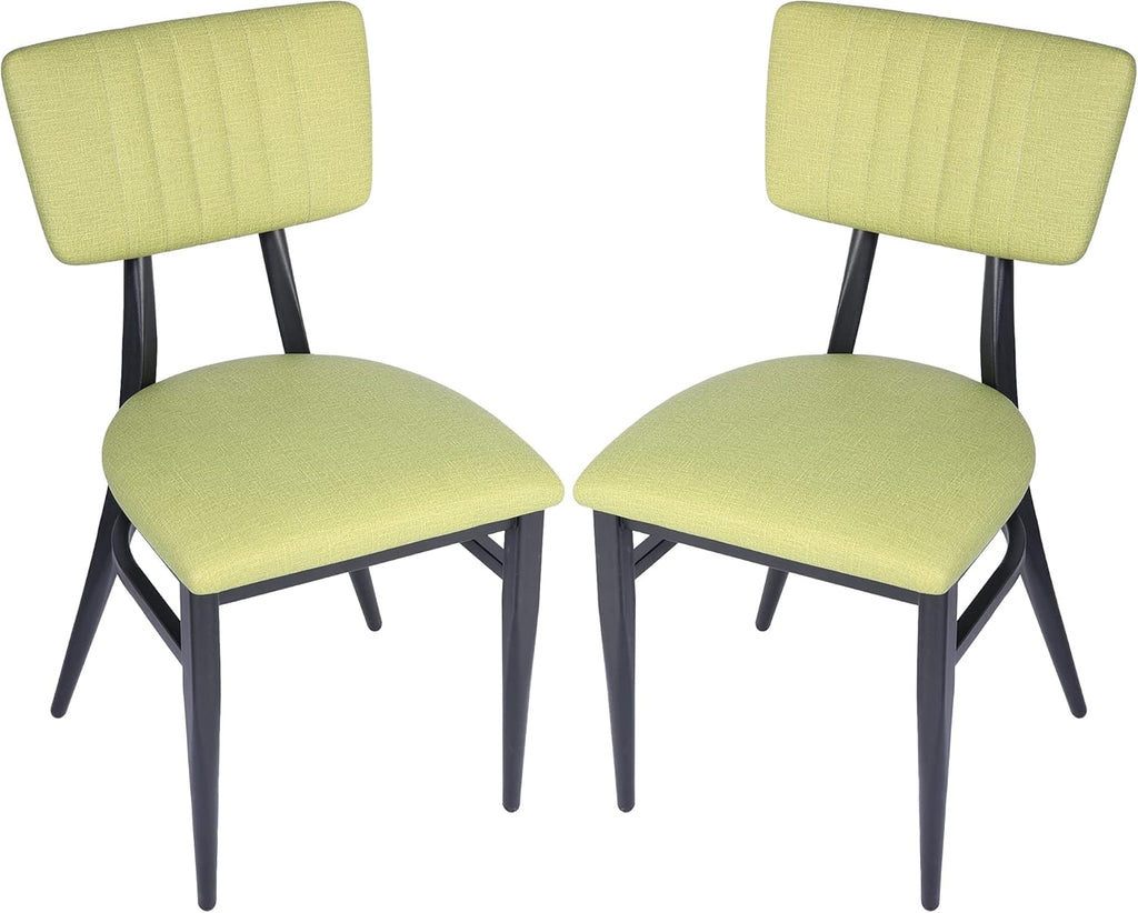 Set of 2 Metal Stackable Dining Chairs with Wood Seat N182