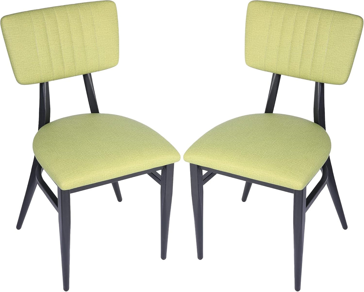 Set of 2 Metal Stackable Dining Chairs with Wood Seat N182