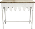 Metal Scalloped Edge Table Wood Top A49276