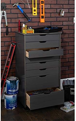 Gray Eight Drawer Wood Rolling Storage Cart R750852