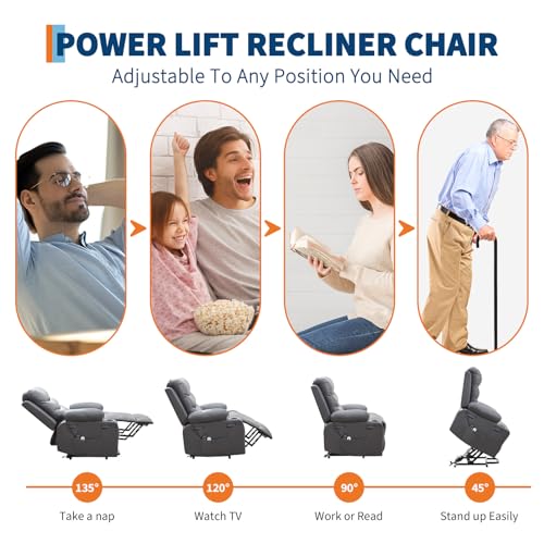 Oversize Power Lift Recliner Chair with Heat and Massage D7772