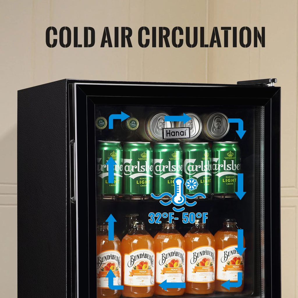 Beverage Refrigerator Cooler 60 Cans 1.7 Cu.ft Mini Fridge Glass Door Y876