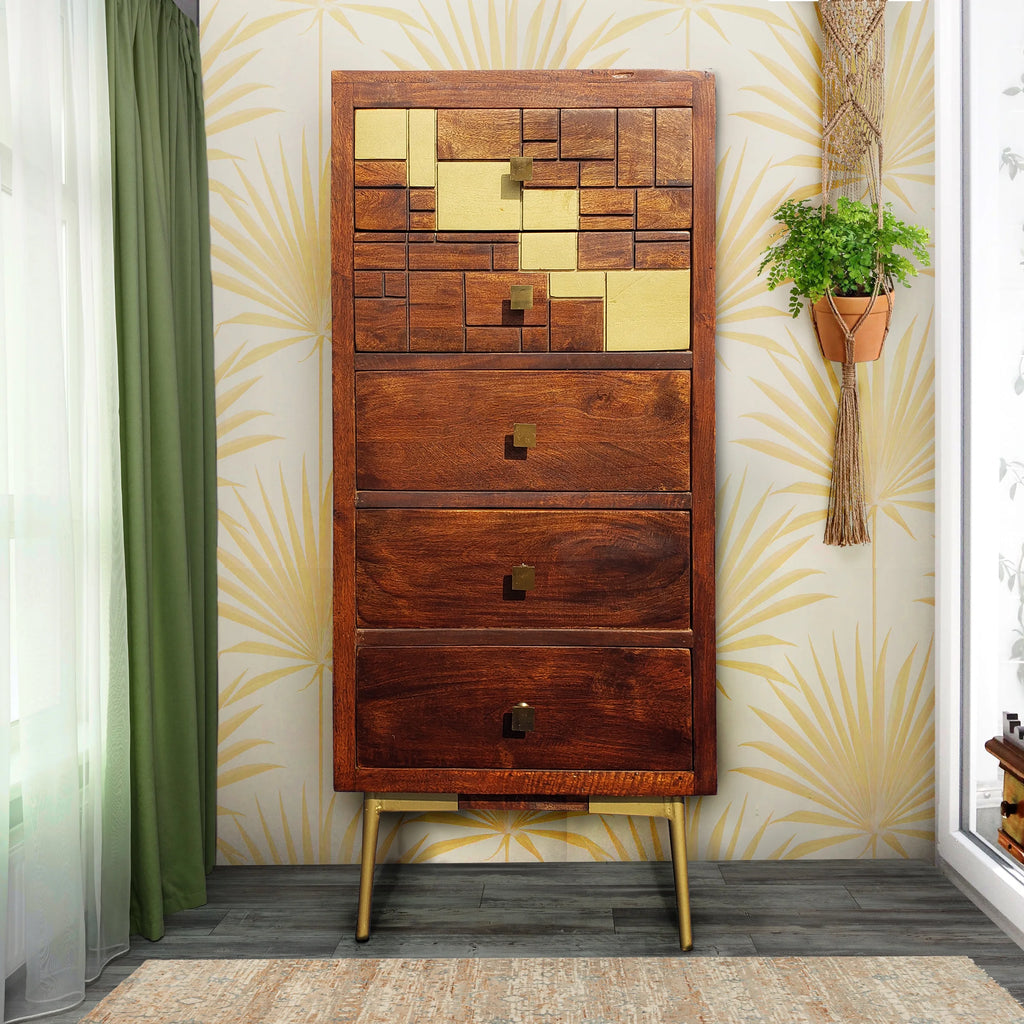 Recycled Mango Wood 5 Drawer Chest G4454