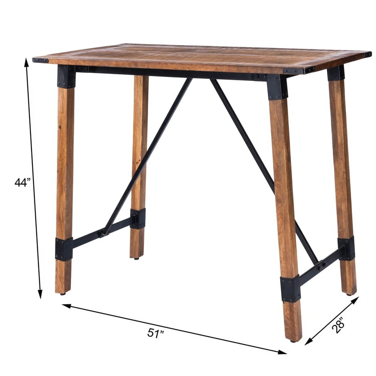 Industrial Wood and Metal Pub Table in Beige P911196