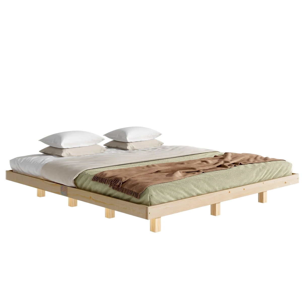 White Full Size Floating Bed Frame with LED Lights J431