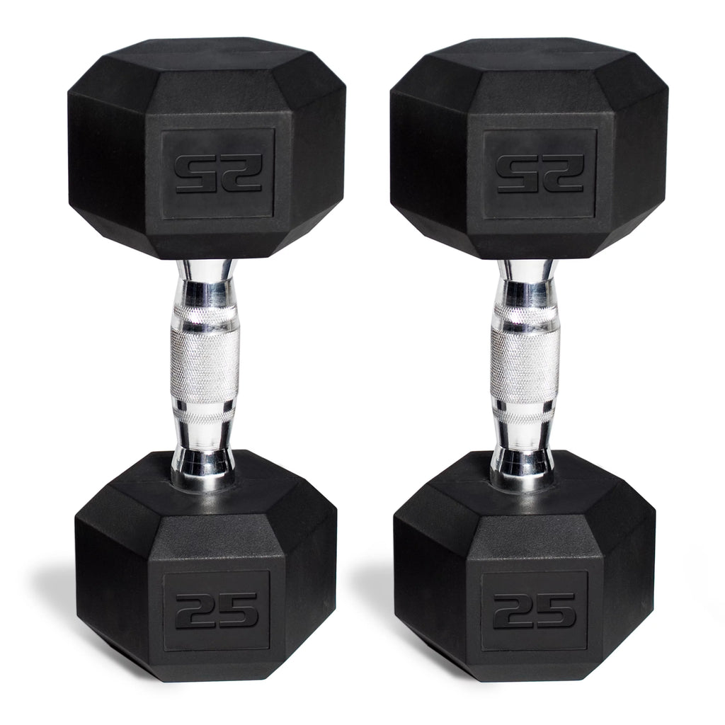 50 lb Rubber Hex Dumbbell Weight Set J7319