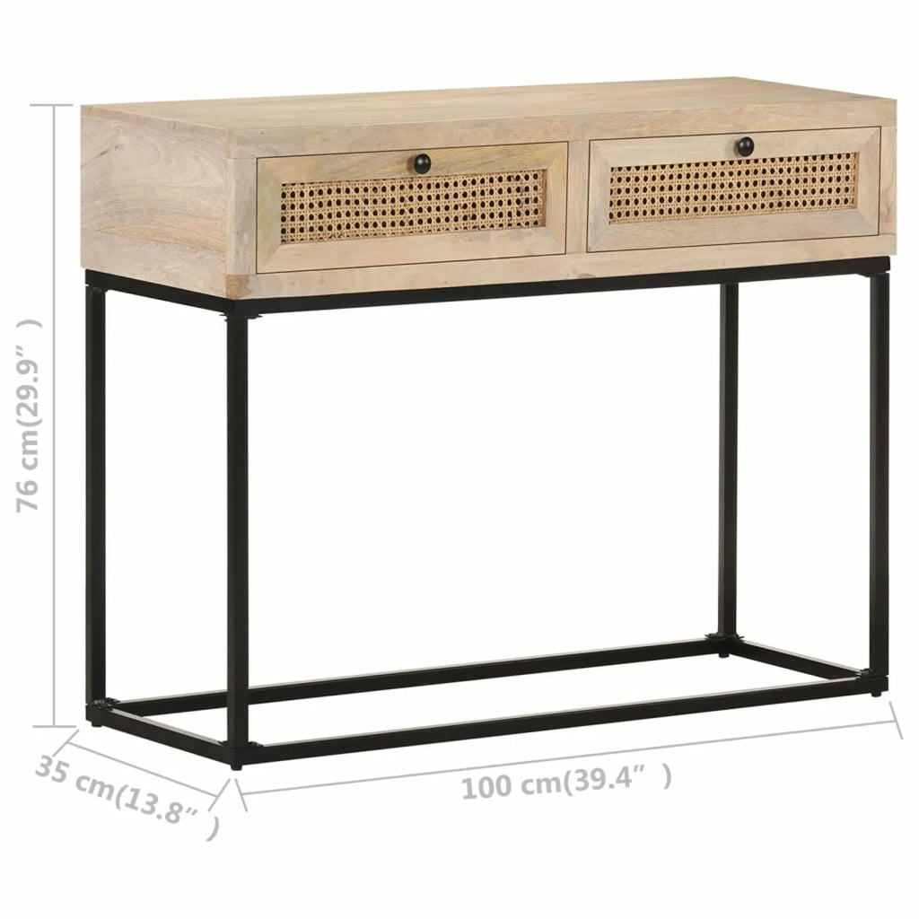 Console Table Solid Mango Wood and Natural Cane M79671