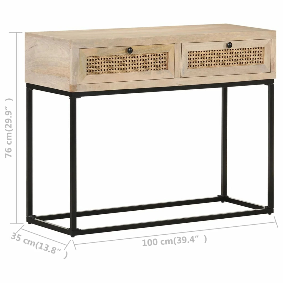 Console Table Solid Mango Wood and Natural Cane M79671