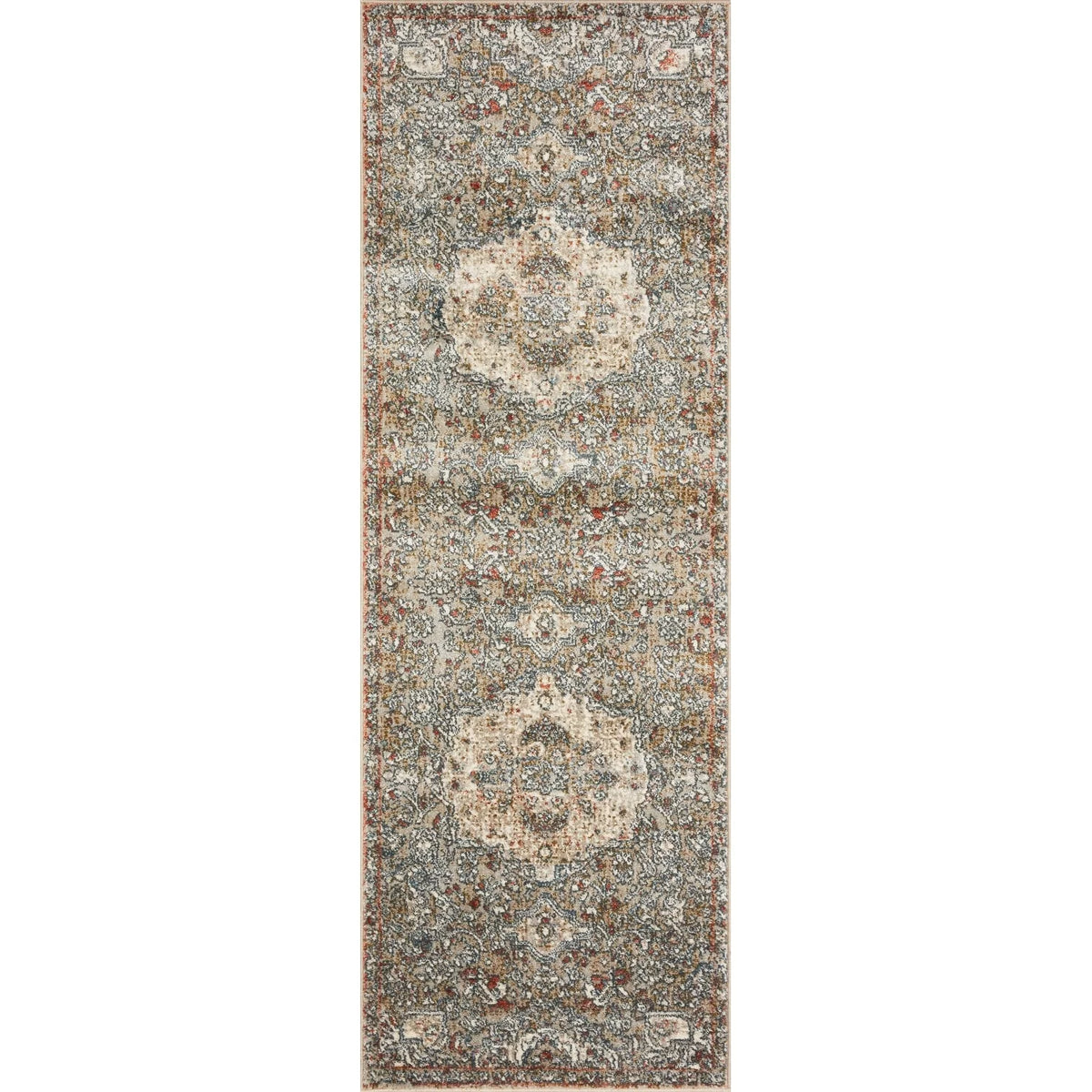 Grey Distressed Medallion Area Rug 7'10" x 10' F60386