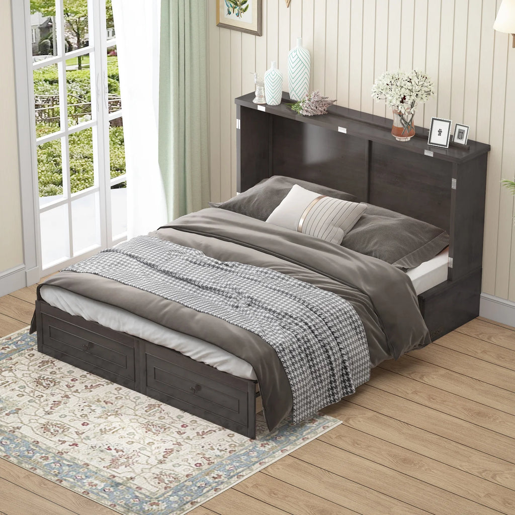 Queen Size Murphy Bed Cabinet with Storage Drawer B500361