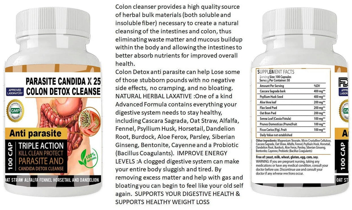 Candida Cleanse Capsules with Herbs Enzymes 100 capsule W37905