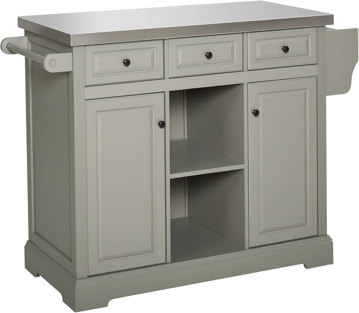 Rolling Kitchen Island with Stainless Steel Top V133