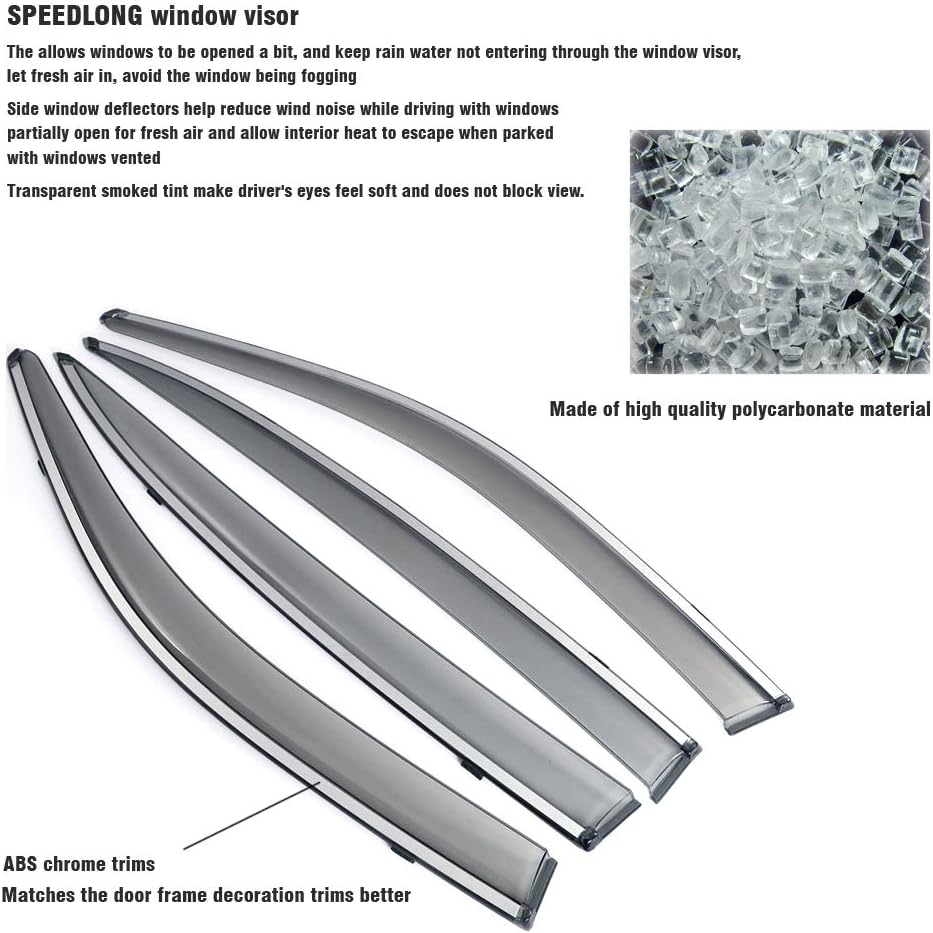 Car Window Visor Vent Shade Deflector Sun Rain Guards Pack of 2 X617479
