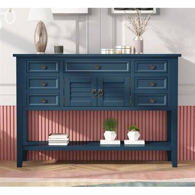 Blue Console Table with 7 Drawers A9042