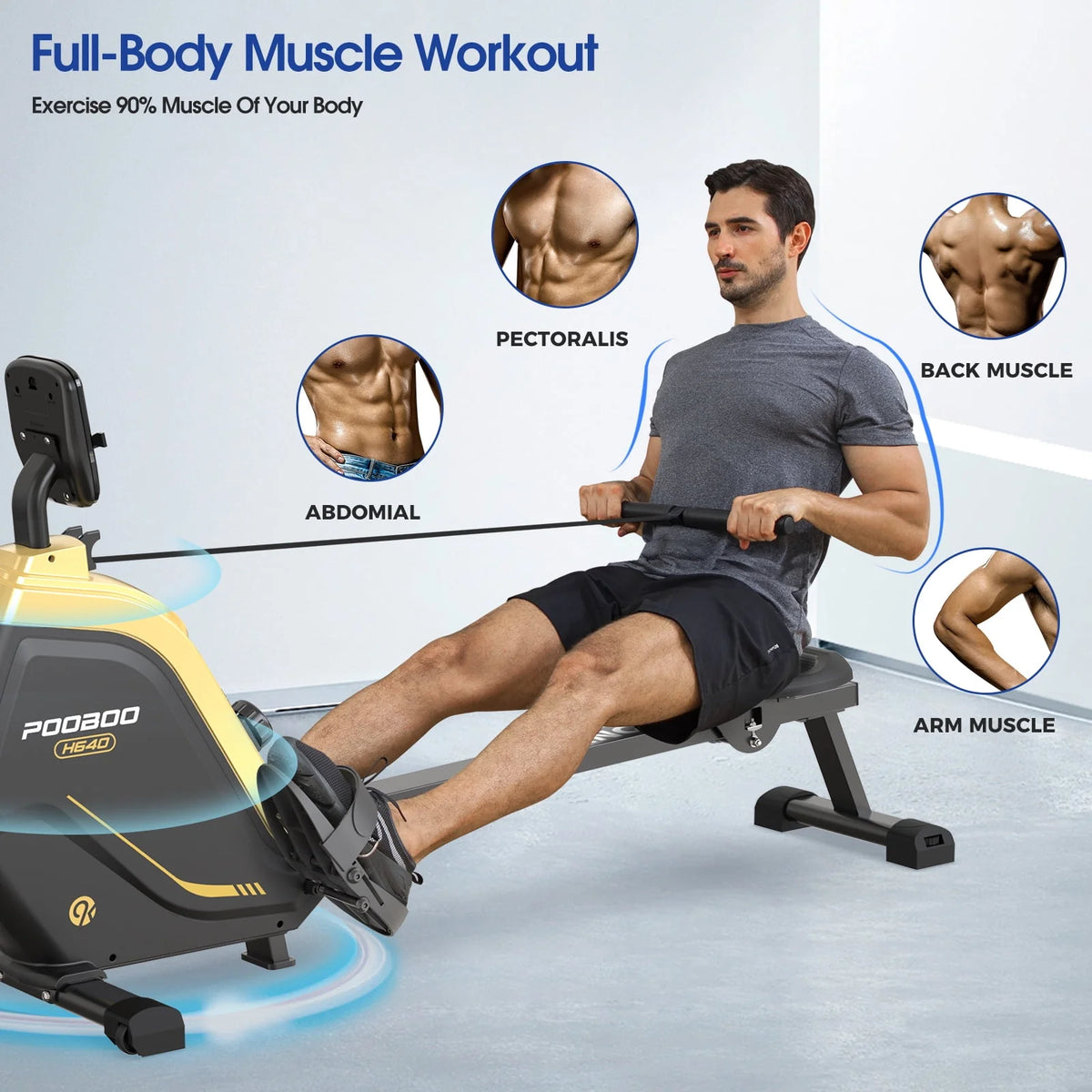 Foldable Magnetic Rowing Machine with 16 Level Resistance R436