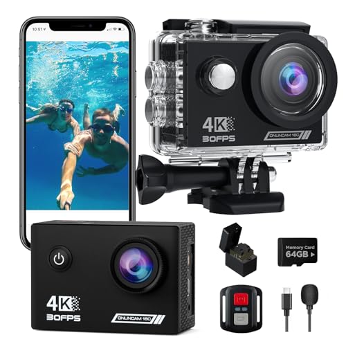 4K Waterproof Action Camera with 64G SD Card J128972