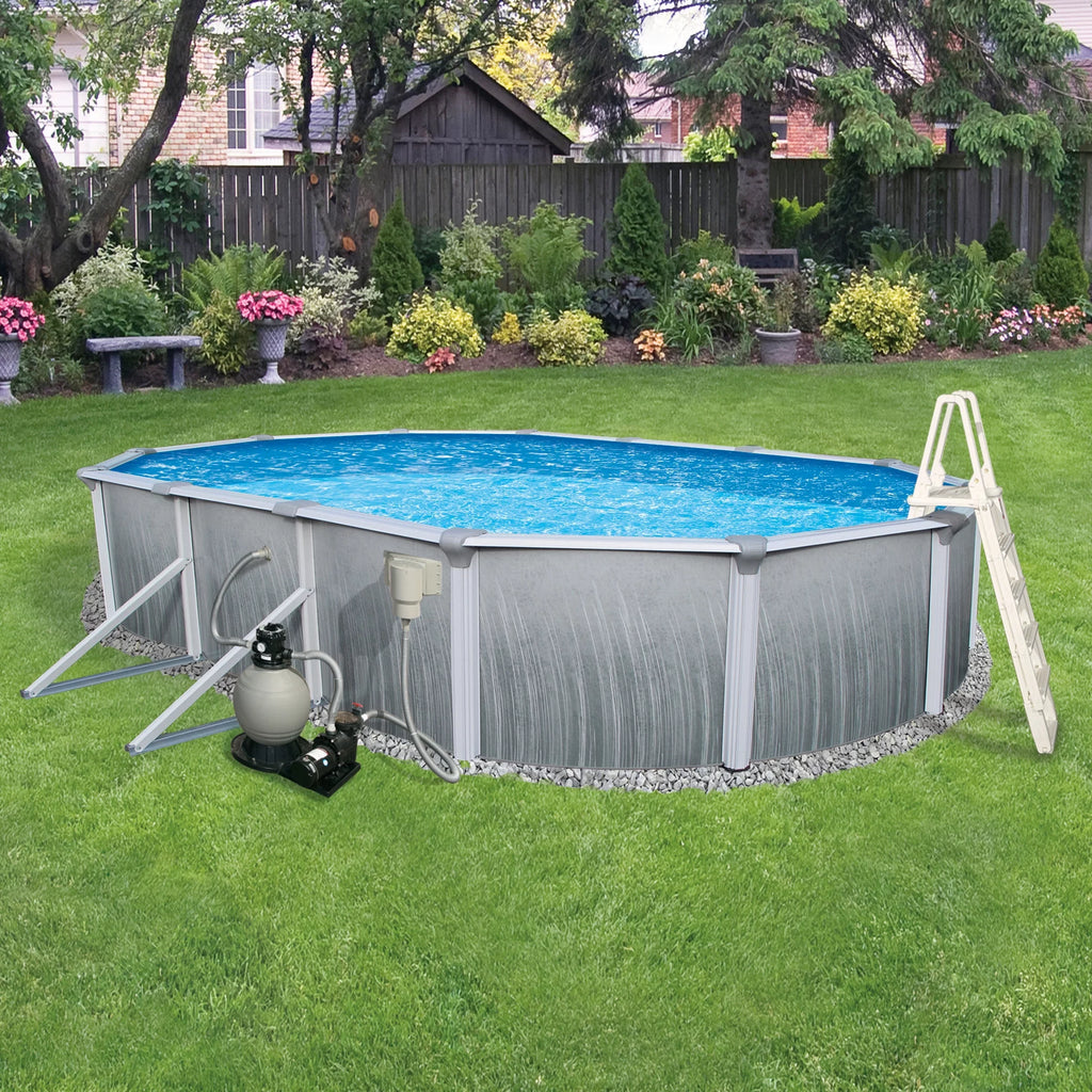 12-ft x 24-ft Oval 52-in Deep Metal Wall Swimming Pool L366