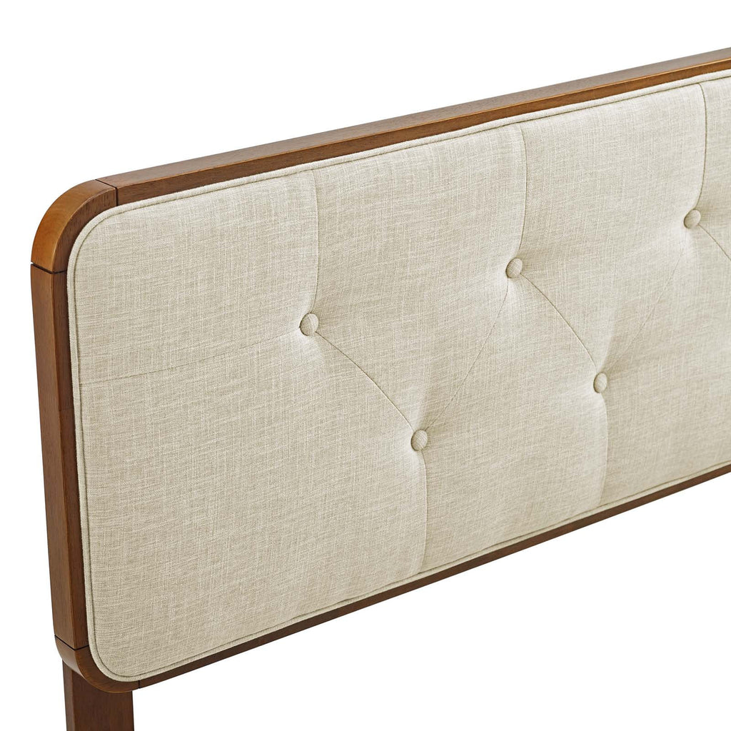 Queen Fabric and Wood Headboard in Walnut Beige Y96520