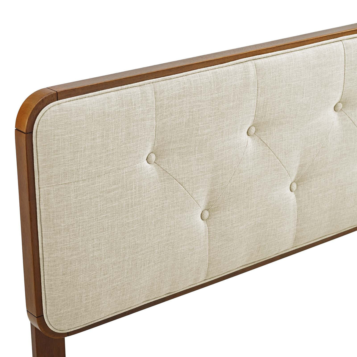 Queen Fabric and Wood Headboard in Walnut Beige Y96520