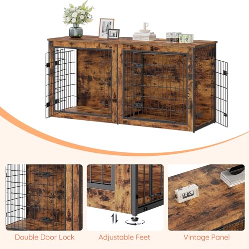 63" Double Dog Crate Furniture with Divider G525308