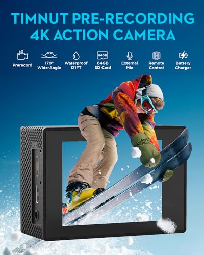 4K Waterproof Action Camera with 64G SD Card J128972