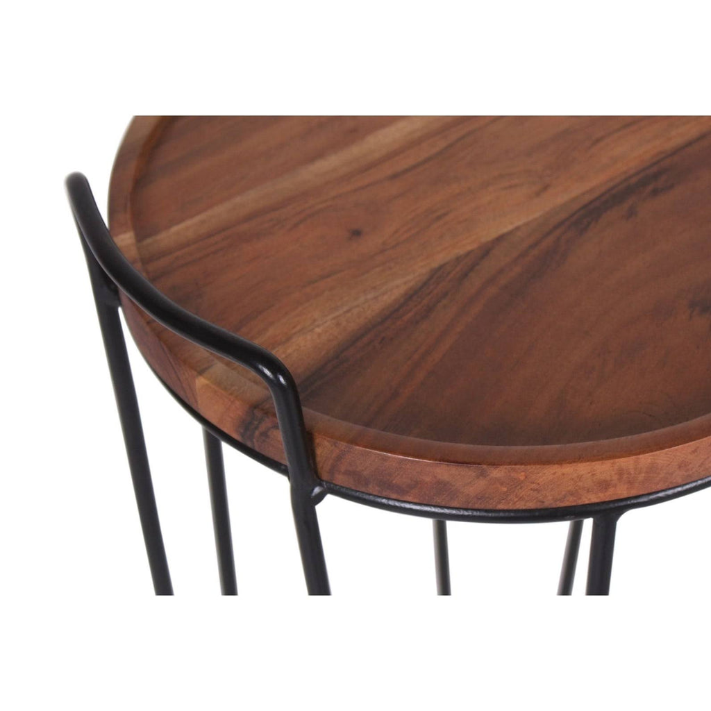 Iron & Acacia Nesting Tray Tables with Handles Set of 2 H5815