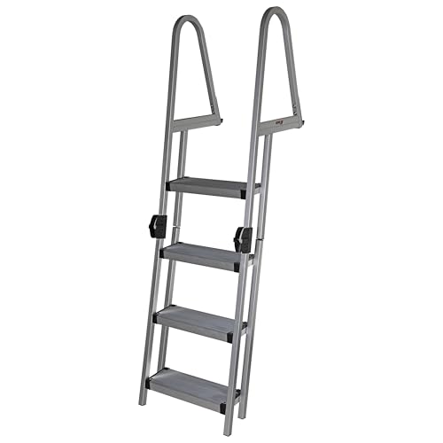 Heavy-Duty Aluminum Pontoon & Dock Ladder with 3-Step Fold-Up J261404