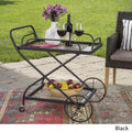 Black Iron Glass Bar Cart with Shelves I784310