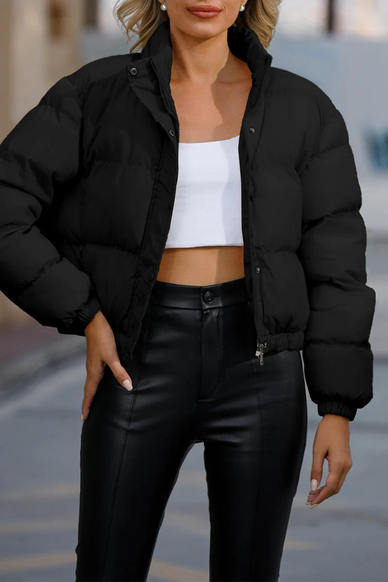 Solid Pocket Turtleneck Outerwear J73143