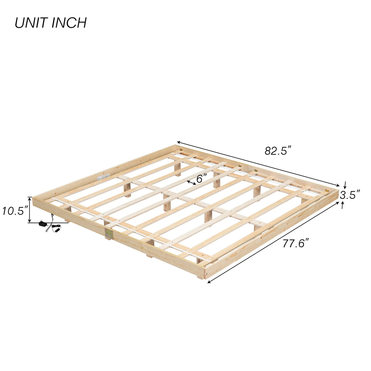 White Full Size Floating Bed Frame with LED Lights J431