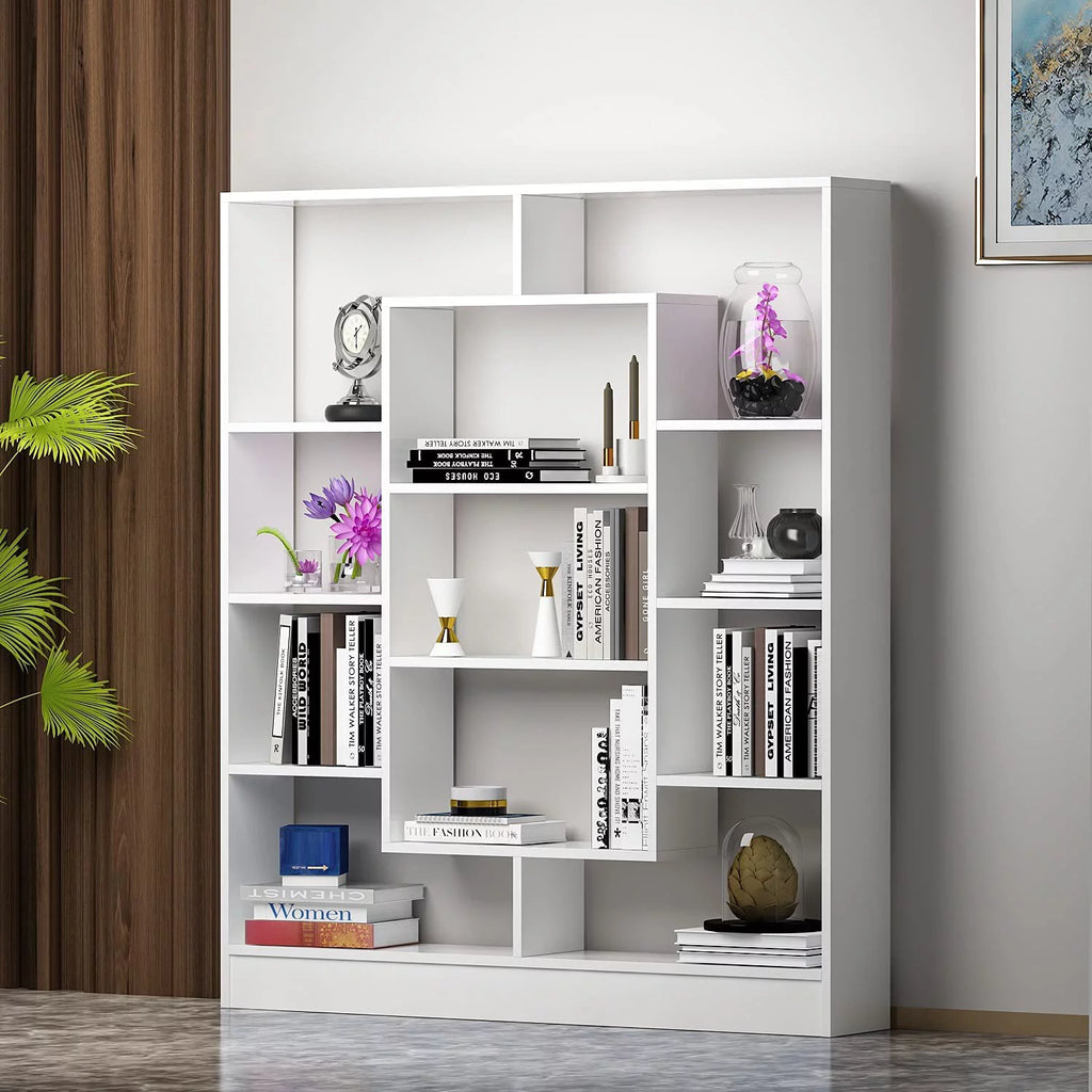White Free Standing Bookcase Room Divider Shelving Unit V985