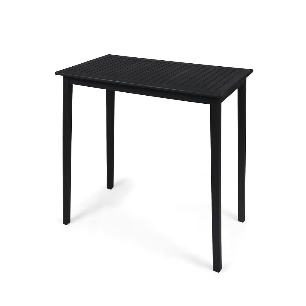 Acacia Wood Rectangle Bar Table Dark Gray U8332