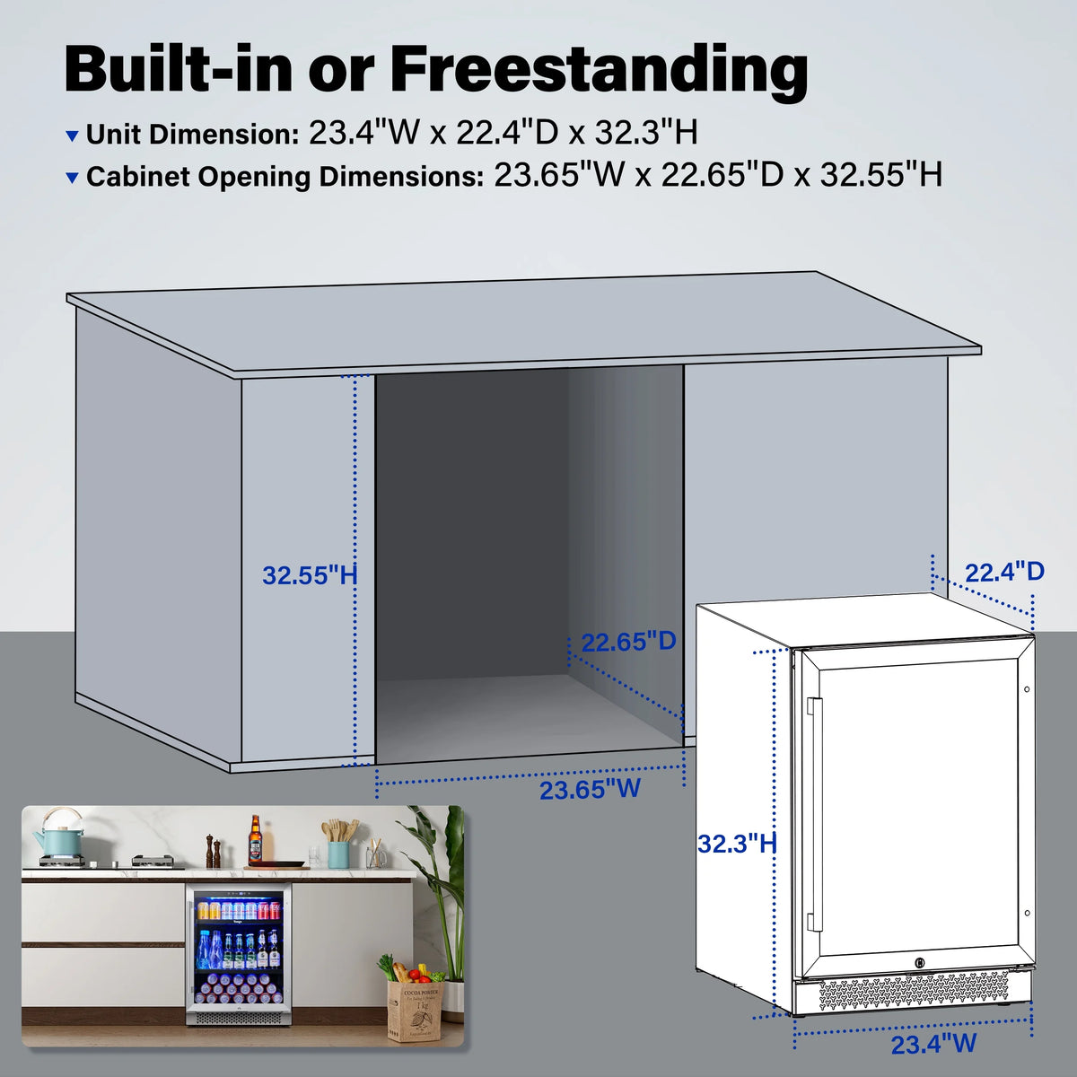 24 Can Beverage Refrigerator Cooler with Reversible Door U79344