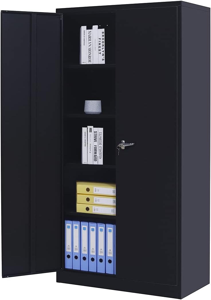 Metal Storage Cabinet with 2 Locking Doors and 4 Adjustable Shelves I4471