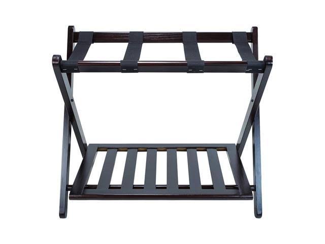 Espresso 3-Shelf Bookcase with Luggage Rack P6544