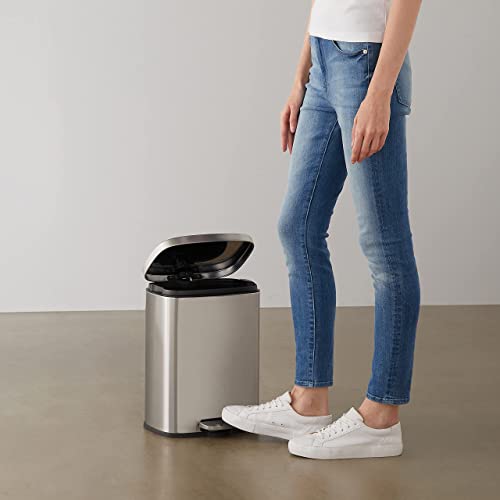 Rectangular Trash Can with Soft-Close Foot Pedal, Brushed Stainless Steel, 30 litre T962266