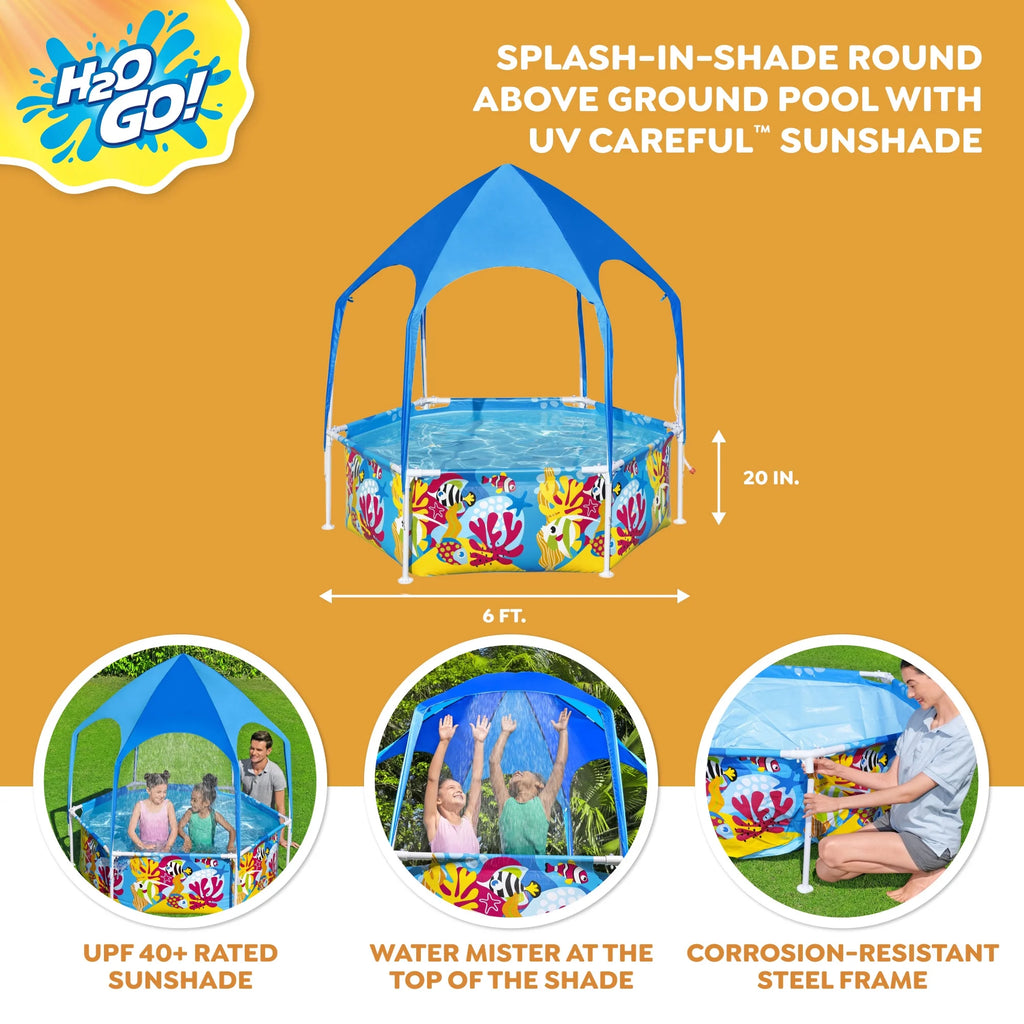 6' x 20 Above Ground Round Swimming Pool with Canopy I502