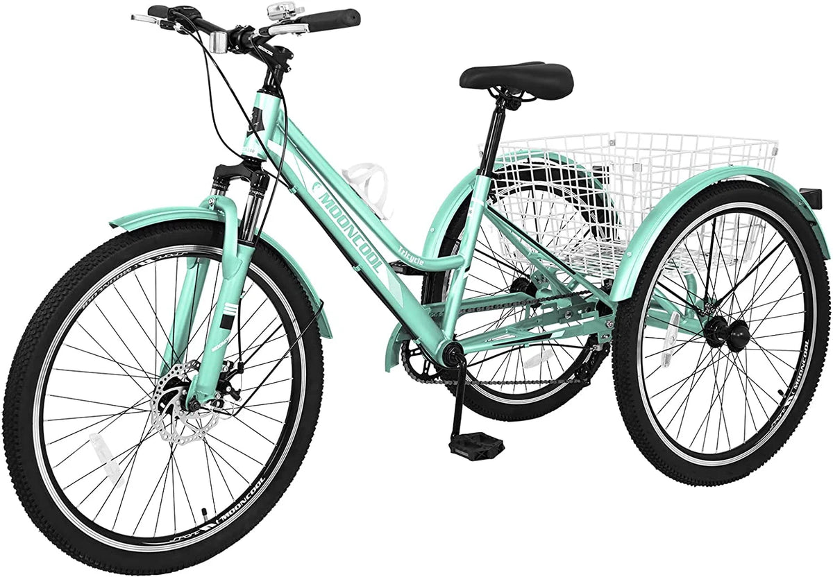 7 Speed 24/26/27.5 Inch Adult Mountain Tricycle with Shopping Basket A717444